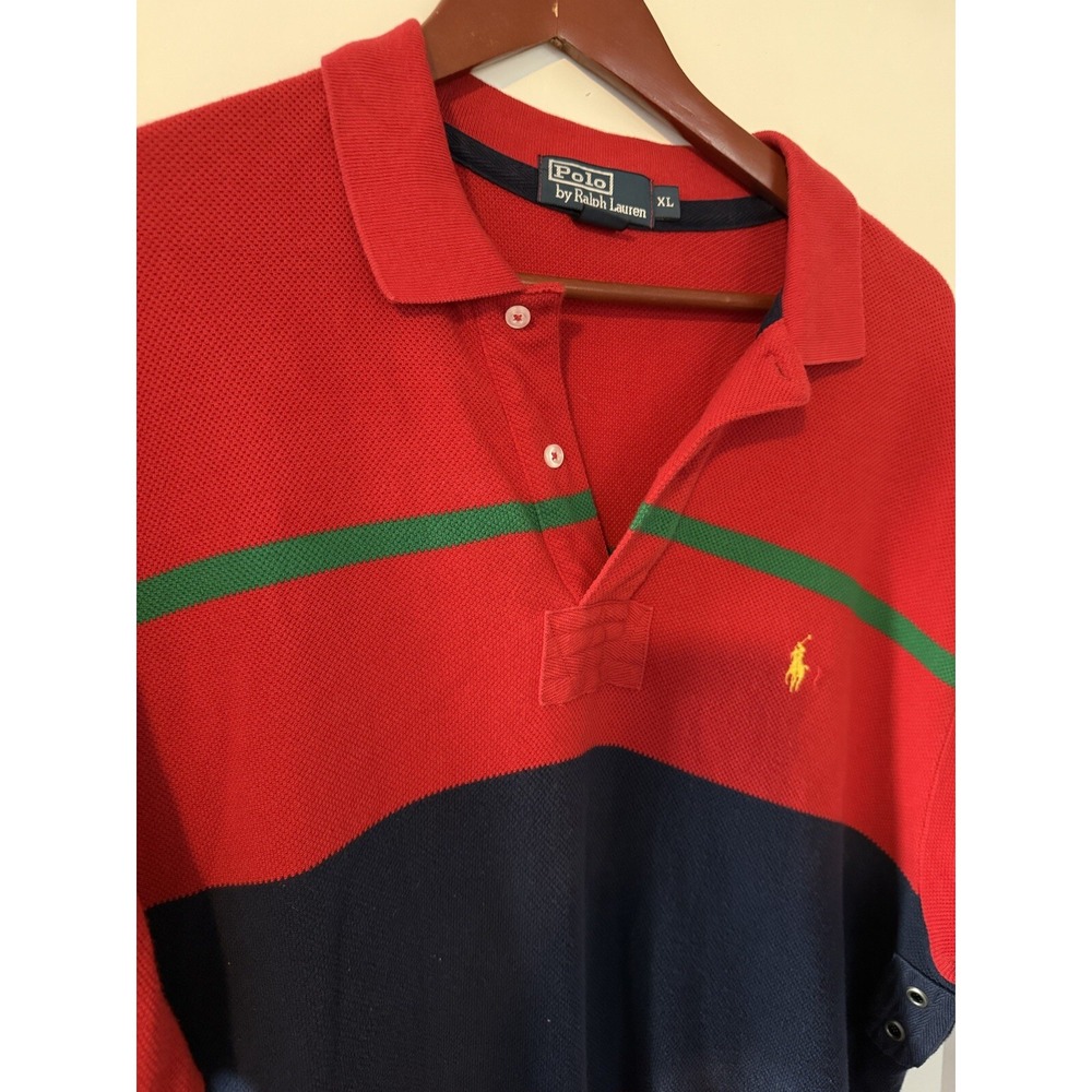 Polo Ralph Lauren Men's Polo SS Shirt Size L Colorblock Red Cotton